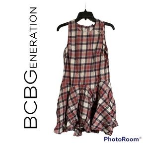BCBGeneration NWOT Plaid Drop Waist Pleated Sleeveless Sundress Small